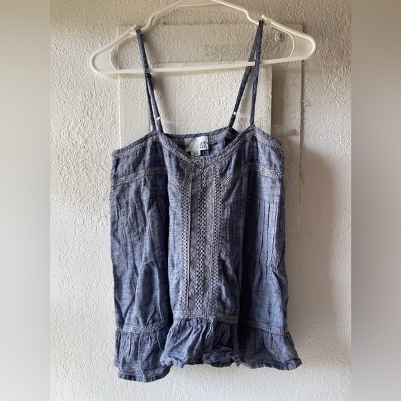 Anthropologie DRA Top Boho Size XS Sleeves Los Angeles Top Denim Beach​​​​​ - Picture 2 of 4